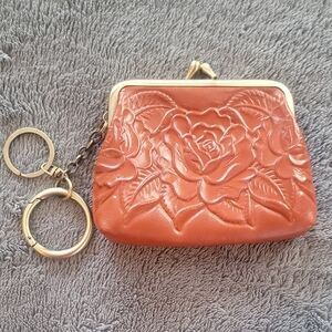 Patricia Nash Floral Leather Coin Purse with Keychain